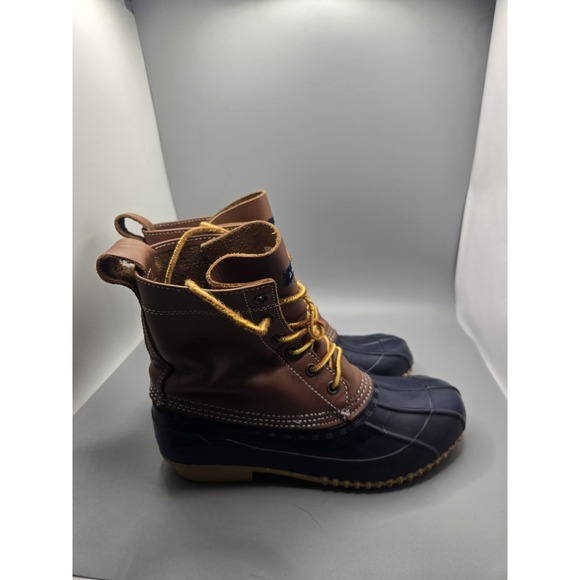 Lands End Duck Boots Women Size 6B Leather Flannel 519244 Lined Lace Up Rain EXC - Picture 5 of 9